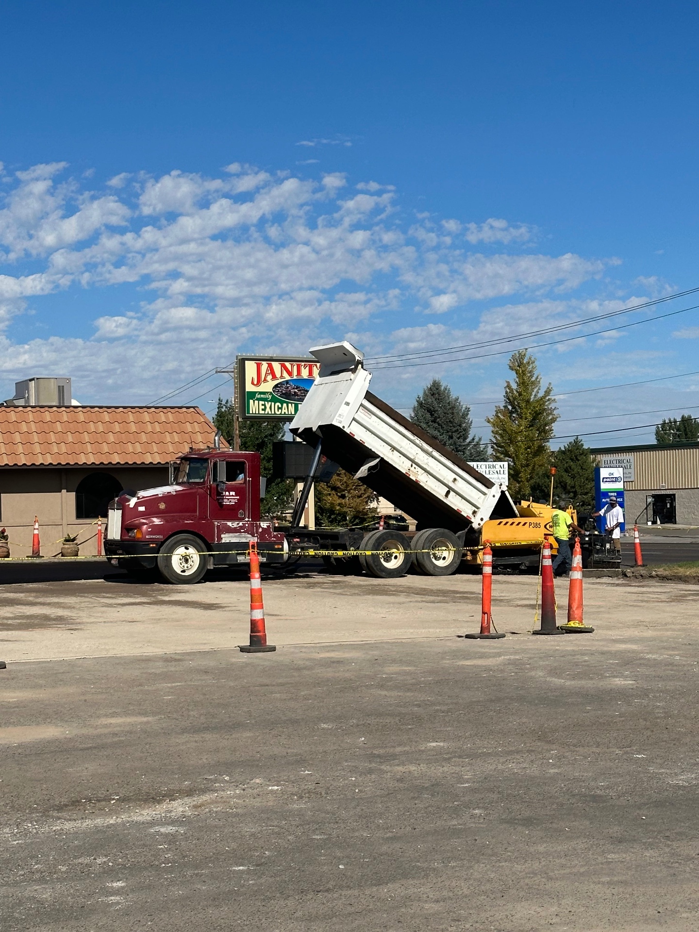 J&R dump truck on a commercial paving job