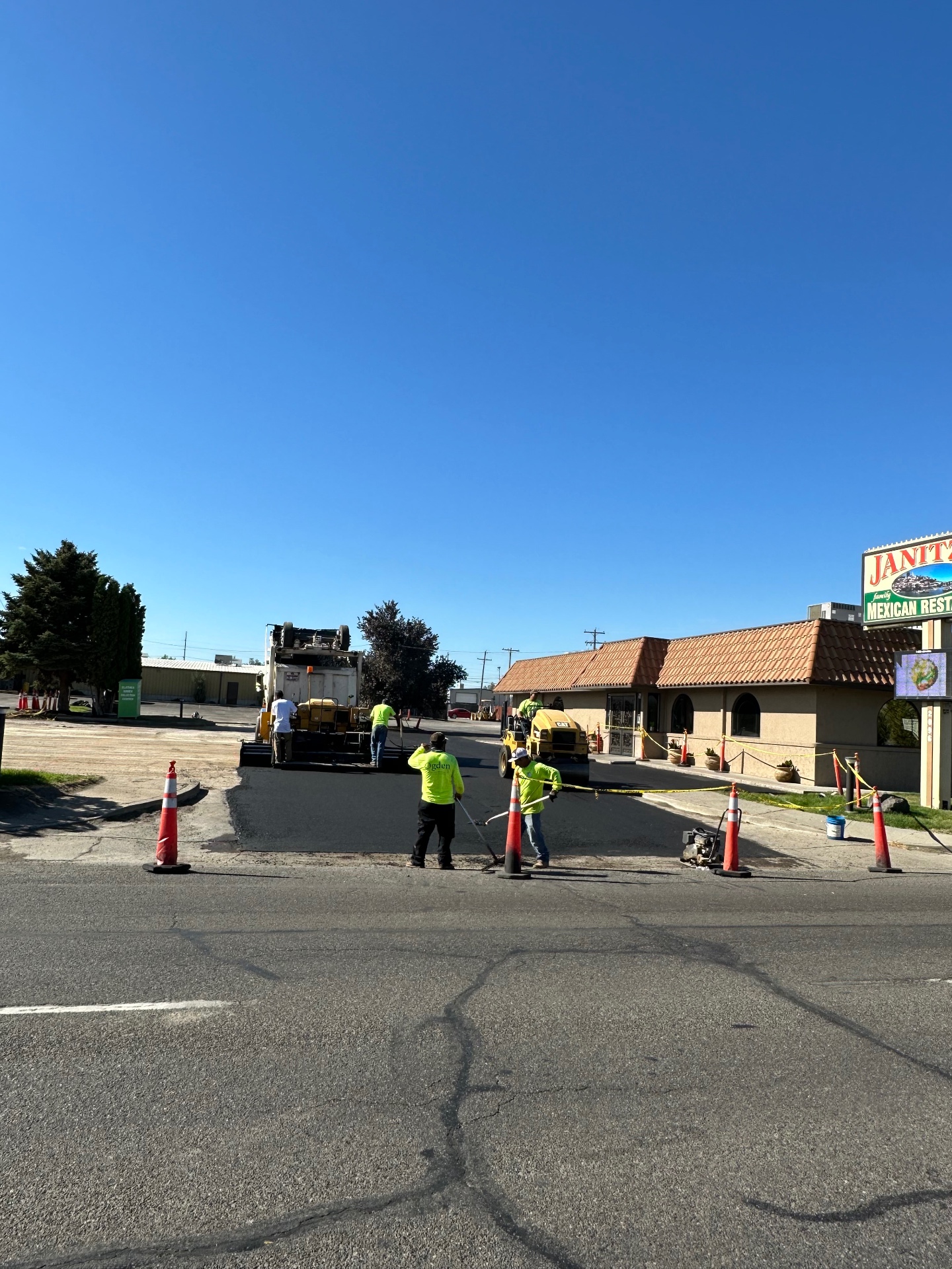 Street paving outside Janitzio restaurant